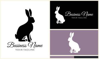 silhouette vector rabbit logo template