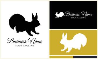 silhouette squirrel vector logo template