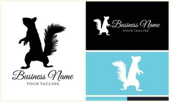 silhouette squirrel vector logo template