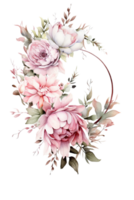 ai gerado Rosa roxa peônias aguarela ilustração lindo isolado flores floral decoração grampo arte isolado fundo para Casamento bebê chuveiro convites cumprimento cartão png