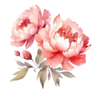 ai gerado Rosa roxa peônias aguarela ilustração lindo isolado flores floral decoração grampo arte isolado fundo para Casamento bebê chuveiro convites cumprimento cartão png