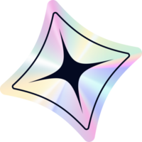 Y2k holographic sticker star png