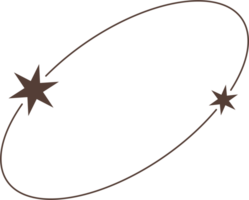 estético marco y formas con estrellas. mínimo y2k contorno gráfico diseño con destellos resumen orbita borde. de moda boho geométrico modelo png