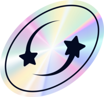 Y2k holographic sticker star png