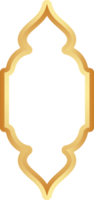 Golden Ramadan frame. Islamic window shapes with ornament. Muslim vintage border. Indian decoration for banner in oriental style. png