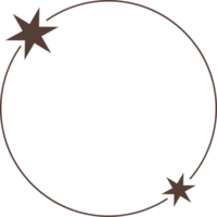esthetisch cirkel kader met sterren. minimaal y2k schets grafisch ontwerp met schittert. abstract baan grens. modieus boho meetkundig sjabloon png