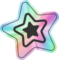 Y2k holographic sticker star png