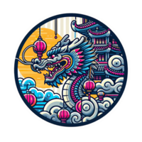 ai generiert das Chinesisch Neu Jahr mit Drachen Symbol und Symbol im Chinesisch Kultur png