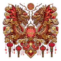 AI generated the Chinese New Year with Dragon Icon and symbol in Chinese culture png