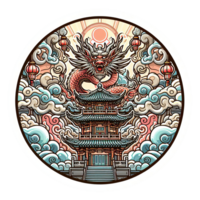 ai généré le chinois Nouveau année avec dragon icône et symbole dans chinois culture png