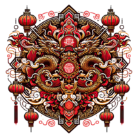 AI generated the Chinese New Year with Dragon Icon and symbol in Chinese culture png