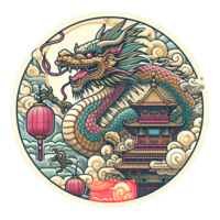 AI generated the Chinese New Year with Dragon Icon and symbol in Chinese culture png