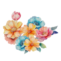 AI generated watercolour colorful flower clipart. png