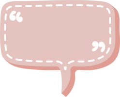 Colorful pastel red color speech bubble balloon with quotation marks, icon sticker memo keyword planner text box banner, flat png transparent element design