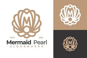 Letter M Flower Pearl Logo Design Vector Template