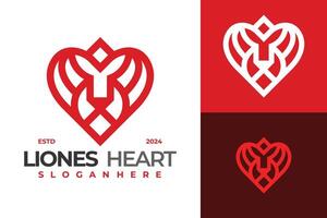 leones corazón logo diseño vector modelo