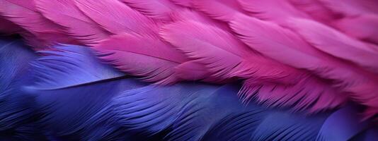 AI generated Close-up of vibrant purple and blue feathers. photo