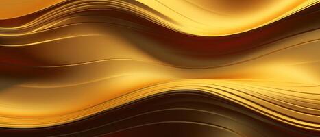 AI generated golden 3D silk with undulating lines. photo