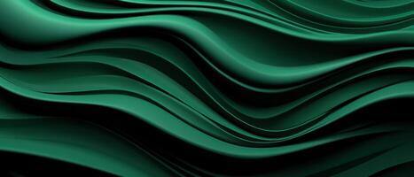 AI generated 3D render of deep green wavy patterns. photo