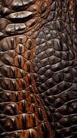 AI generated Crocodile skin textured background. Dark green alligator scales. Lizard, reptile skin. Concepts of texture, luxury materials, exotic leather, detailed close up photo