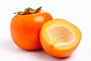 AI generated Vibrant juicy persimmons isolated on white background. Concepts of healthy eating, fresh fruit, natural food photo