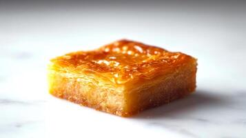 AI generated Single piece of baklava isolated on a white background. Concept of Mediterranean dessert, sweet pastry indulgence, oriental sweets, and traditional gourmet treat photo