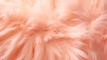 AI generated Peach feather texture background. Fashionable trendy color. Concept of Softness, Comfort and Luxury. Perfect for a backdrop, Fashion, Textile, Interior Design. Furry surface photo