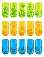 Finger nail art with line art flower and cat simple line art theme vector