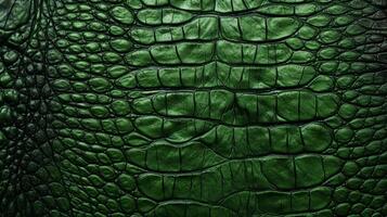 ai generado cocodrilo piel texturizado antecedentes. oscuro verde caimán escamas. lagarto, reptil piel. conceptos de textura, lujo materiales, exótico cuero, detallado cerca arriba foto