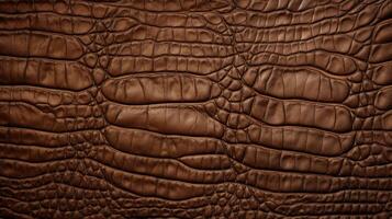 AI generated Crocodile skin textured background. Dark brown alligator scales. Concepts of texture, luxury materials, exotic leather, detailed close up photo