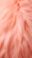 AI generated Delicate peach fur texture, creating a warm, tactile surface. Can be used in home decor or fashion accessory contexts. Fashionable color. Vertical format. photo