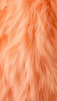 AI generated Vibrant Peach fur texture. Fashionable trendy color. Dyed animal fur. Concept of Softness, Comfort and Luxury. Can be used as Background, Fashion, Textile, Interior Design. Fluffy backdr photo