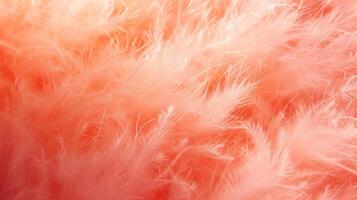 AI generated Trendy Peach soft feather texture. Background. Fashionable color. Concept of Softness, Comfort and Luxury. Perfect for backdrop, Fashion, Textile, Interior Design. Furry surface photo