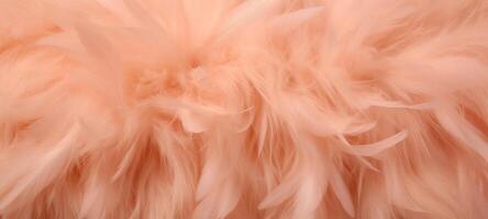 AI generated Fashionable Peach soft feather texture. Background. Trendy color. Concept of Softness, Comfort and Luxury. Ideal for backdrop, Fashion, Textile, Interior Design. Furry surface photo