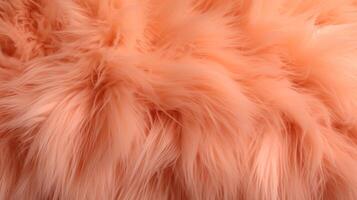 AI generated Plush peach fur texture, exuding luxury and comfort. Perfect for use in cozy interior design or high-end fashion presentations. Fashionable color. Ideal for Background, Textile. photo