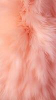 AI generated Trendy Peach soft feather texture. Background. Fashionable color. Concept of Softness, Comfort and Luxury. Perfect for wallpaper, Fashion, Textile, Interior Design. Furry surface. Vertic photo