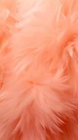 AI generated Trendy Peach soft feather texture. Background. Fashionable color. Concept of Softness, Comfort and Luxury. Ideal for a wallpaper, Fashion, Textile, Interior Design. Furry surface. photo