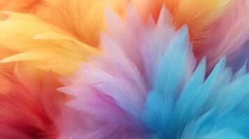 AI generated Colorful soft feather texture. Background. Rainbow colors. Concept of Softness, Comfort and Luxury. Ideal for a backdrop, Fashion, Textile, Interior Design. Furry surface photo