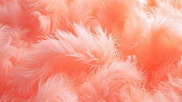 AI generated Trendy Peach soft feather texture. Background. Fashionable color. Concept of Softness, Comfort and Luxury. Perfect for backdrop, Fashion, Textile, Interior Design. Furry surface photo