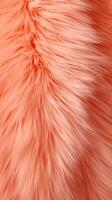 AI generated Trendy vibrant Peach fur texture. Fashionable color. Dyed animal fur. The Concept of Softness, Comfort and Luxury. Can be used as Background, Fashion, Textile, Interior Design. photo