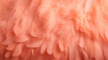 AI generated Trendy Peach soft feather texture. Fashionable color. Concept of Softness, Comfort and Luxury. Can be used as a Background, Fashion, Textile, Interior Design. Furry surface. photo