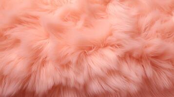 AI generated Trendy vibrant Peach soft fur texture. Fashionable color. Dyed animal fur. Concept is Softness, Comfort and Luxury. Can be used as Background, Fashion, Textile, Interior Design. photo