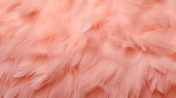 AI generated Trendy Peach soft feather texture. Fashionable color. Concept of Softness, Comfort and Luxury. Can be used as Background, Fashion, Textile, Interior Design. Furry surface. photo