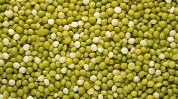 AI generated Top view of mung bean. Background texture of raw mung bean. Green Legumes. Superfood. Copy space. Banner. photo