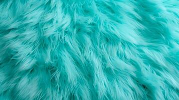 AI generated Close-up of a vibrant blue texture of soft fur with various shades of turquoise. Dyed animal fur. Concept is Softness, Comfort and Luxury. Can be used as Background, Fashion, Textile photo