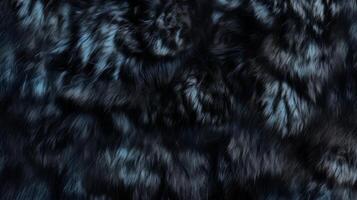 AI generated Black panther or puma luxurious fur texture. Abstract animal skin design. Black fur with black spots. Fashion. Black leopard. Design element, print, backdrop, textile, cover, background photo