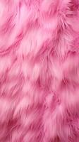 AI generated Close up of Glamour vibrant pink texture of soft fur. Dyed animal fur. Concept is Softness, Comfort and Luxury. Can be used as Background, Fashion, Textile, Interior Design. Vertical photo