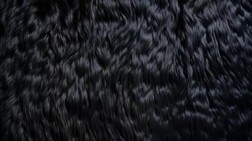 AI generated Black panther or puma luxurious fur texture. Abstract animal skin design. Black fur with black spots. Fashion. Black leopard. Design element, print, backdrop, textile, cover, background. photo