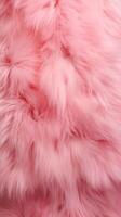 AI generated Close-up of a Glamour vibrant pink texture of soft fur. Dyed animal fur. Concept is Softness, Comfort and Luxury. Can be used as Background, Fashion, Textile, Interior Design. Vertical photo