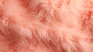 AI generated Trendy vibrant Peach soft fur texture. Fashionable color. Dyed animal fur. Concept is Softness, Comfort and Luxury. Can be used as Background, Fashion, Textile, Interior Design photo